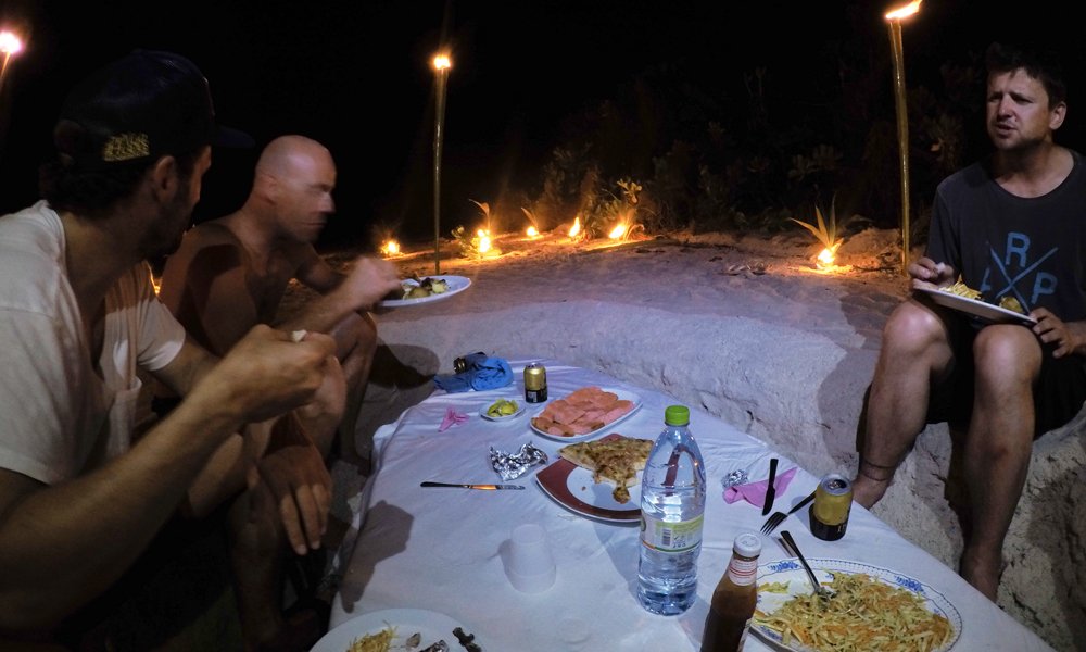 Dining on a deserted beach