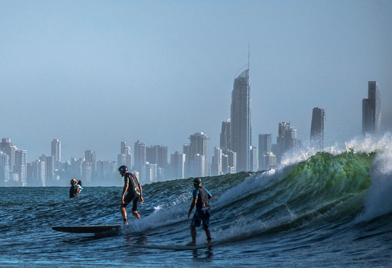 surfing on the gold coast